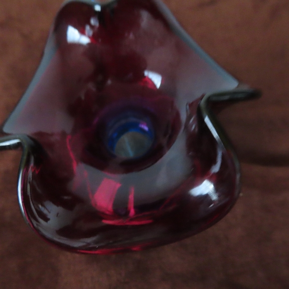 frank m Fenton 100th Flowers blue Vase Ruffled Top Hand Painted Kibbe (717/1500) - Picture 3 of 7